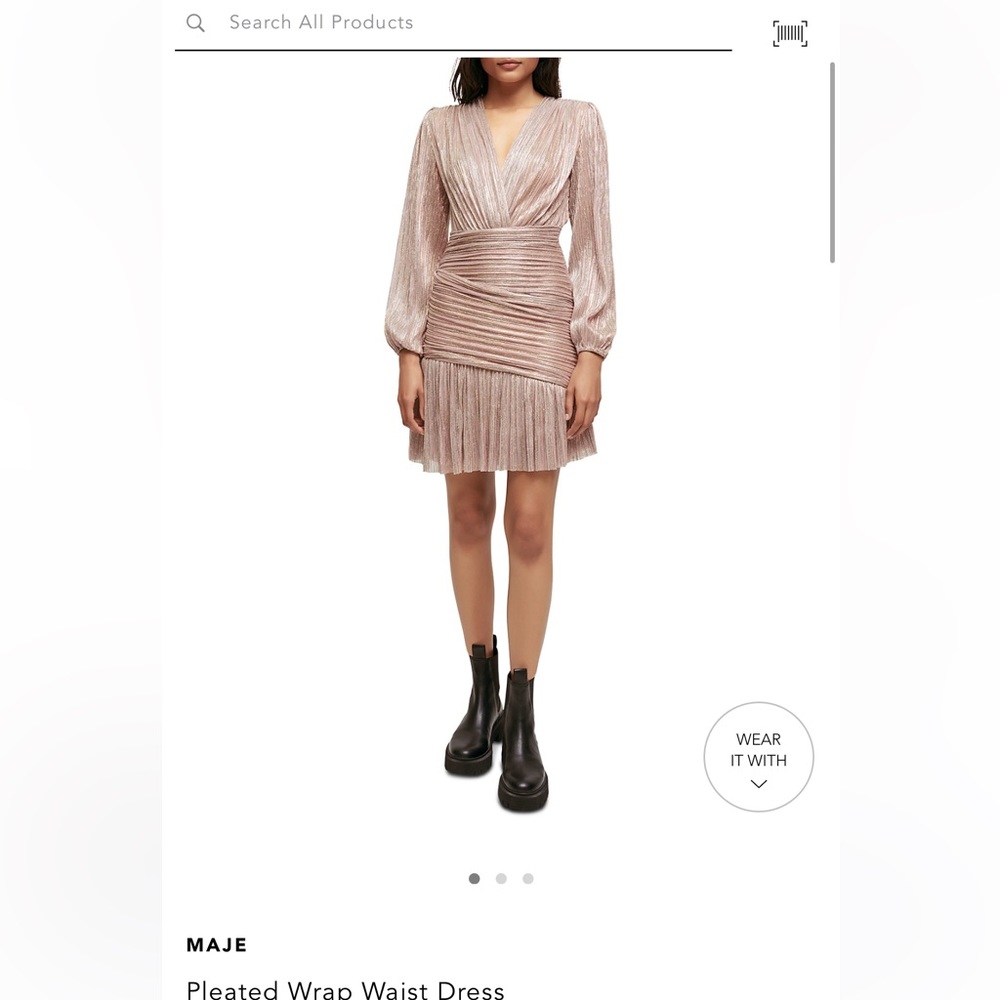 Maje Pleated Wrap Waist Dress
